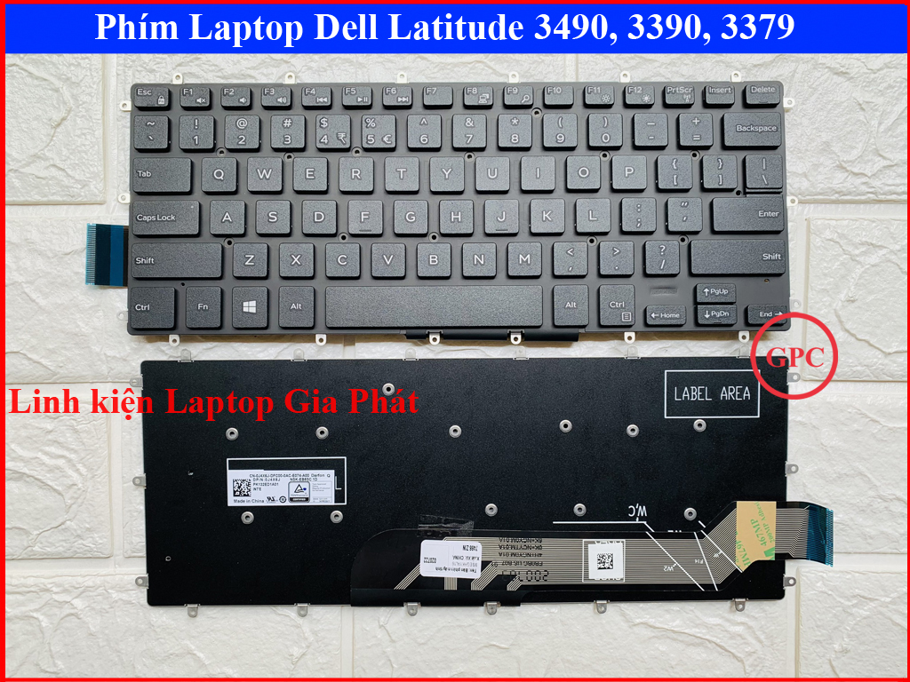 Bàn phím laptop dell latitude 3490 3390 3379 zin có led / không led - phím trong máy