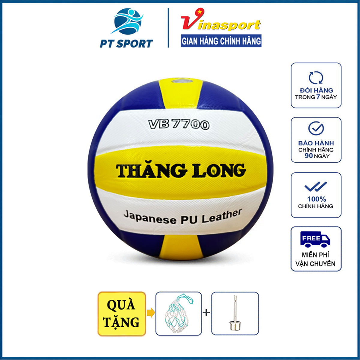 Quả banh bóng chuyền Thăng Long VB7700 da Nhật đạt tiêu chuẩn thi đấu