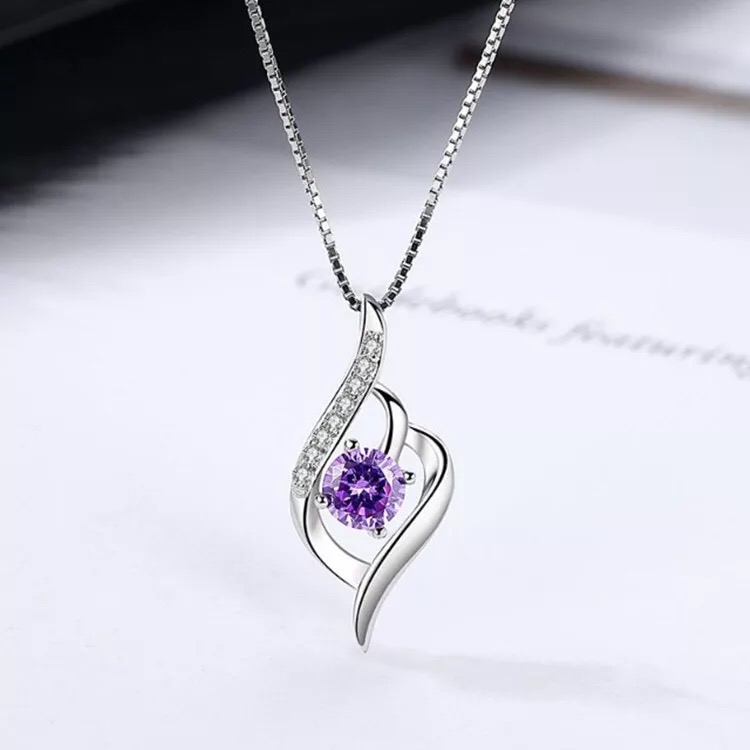 Dây chuyền nữ - Vòng cổ nữ dây chuyền bạc trang sức tình yêu Amethyst DC01