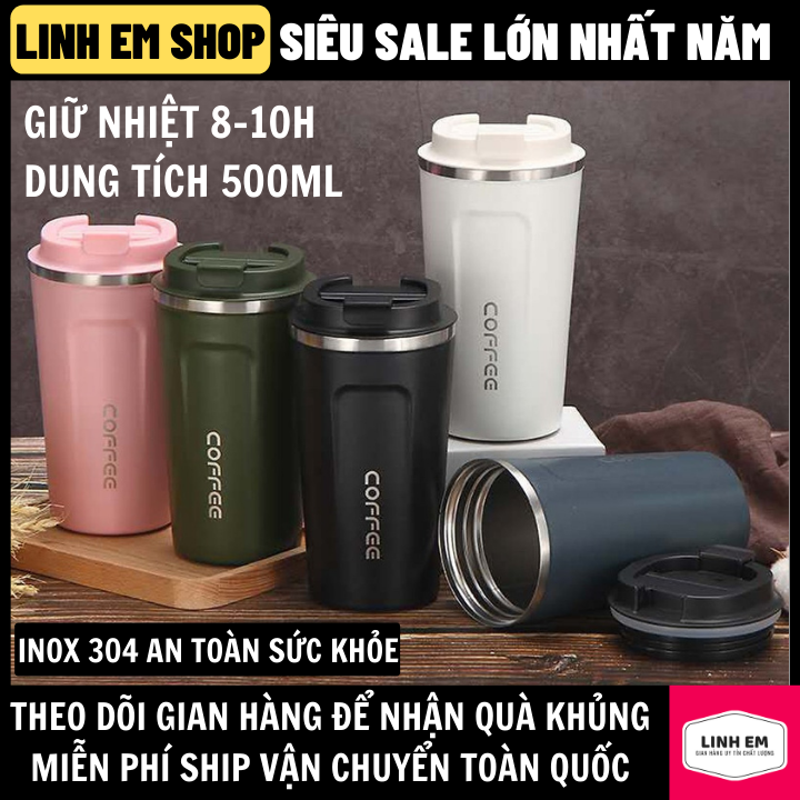 Bình giữ nhiệt Coffee Holic 500ml Inox 304 giữ nóng giữ lạnh 8-10h, Bình giữ nhiệt dung tích lớn - Bình giữ nhiệt, Ly giữ nhiệt inox - Bình giữ nhiệt cute, cốc giữ nhiệt