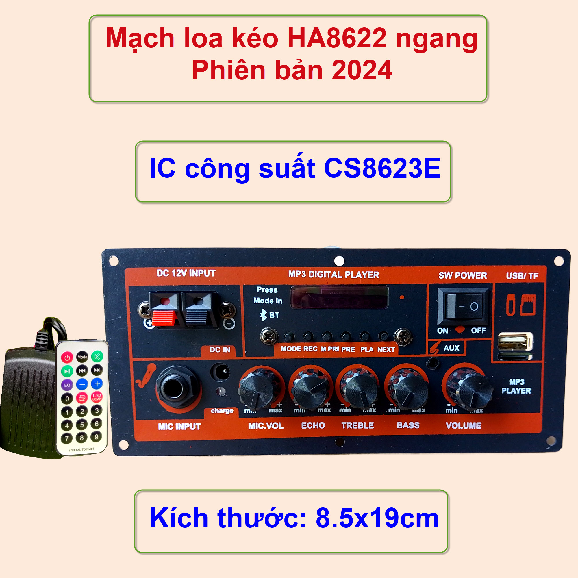   HCM Mạch loa kéo công suất 40W - 80W HA8622 loa kéo 2.5 tấc Bluetooth Karaoke 
