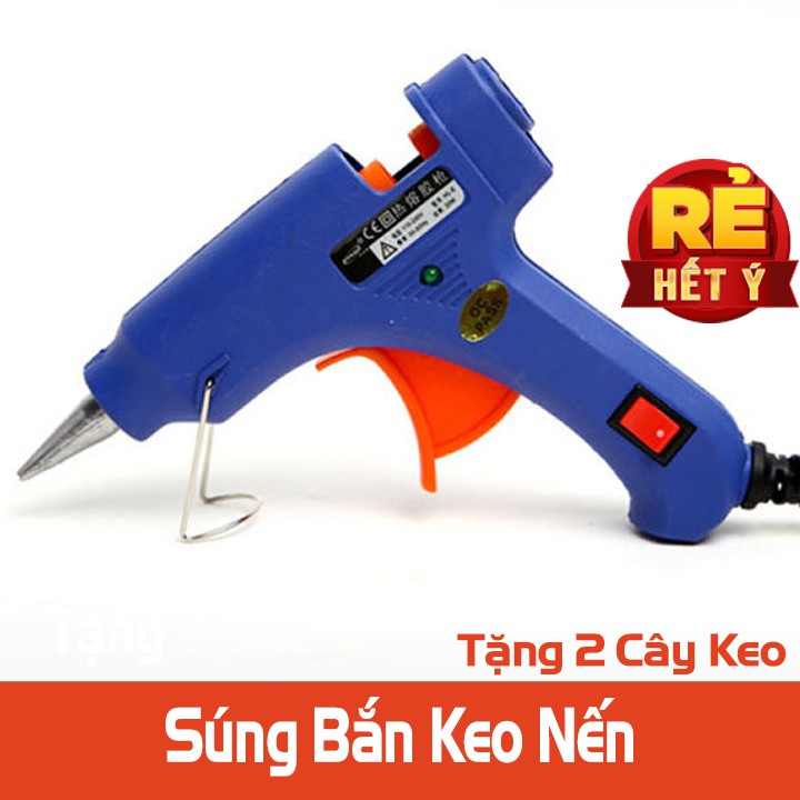 Súng bắn keo nến loại nhỏ màu xanh + tặng 2 keo nến