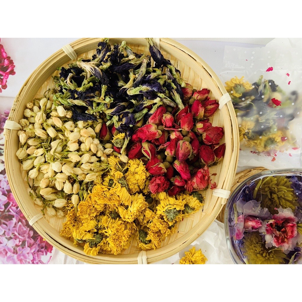Set trà tứ hoa - trà hoa natural thảo mộc