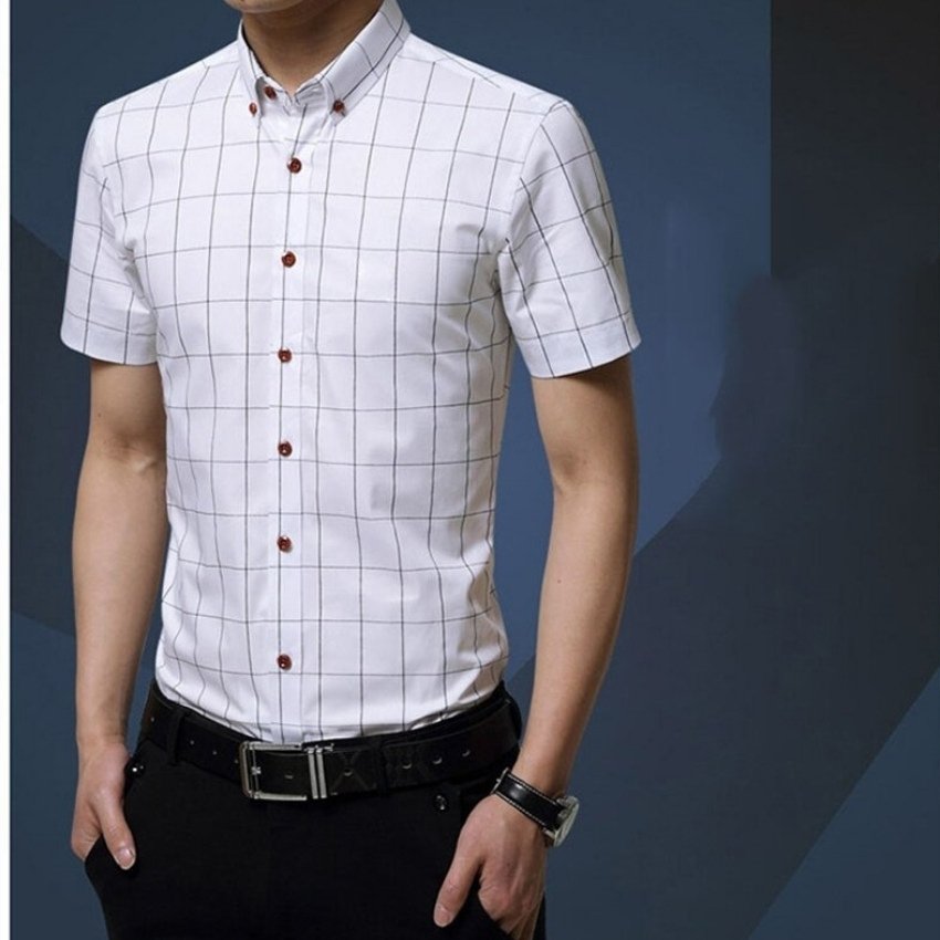 Áo sơ mi nam caro ngắn tay nf522 thiết kế trẻ trung năng động thời trang lazdaz shop
