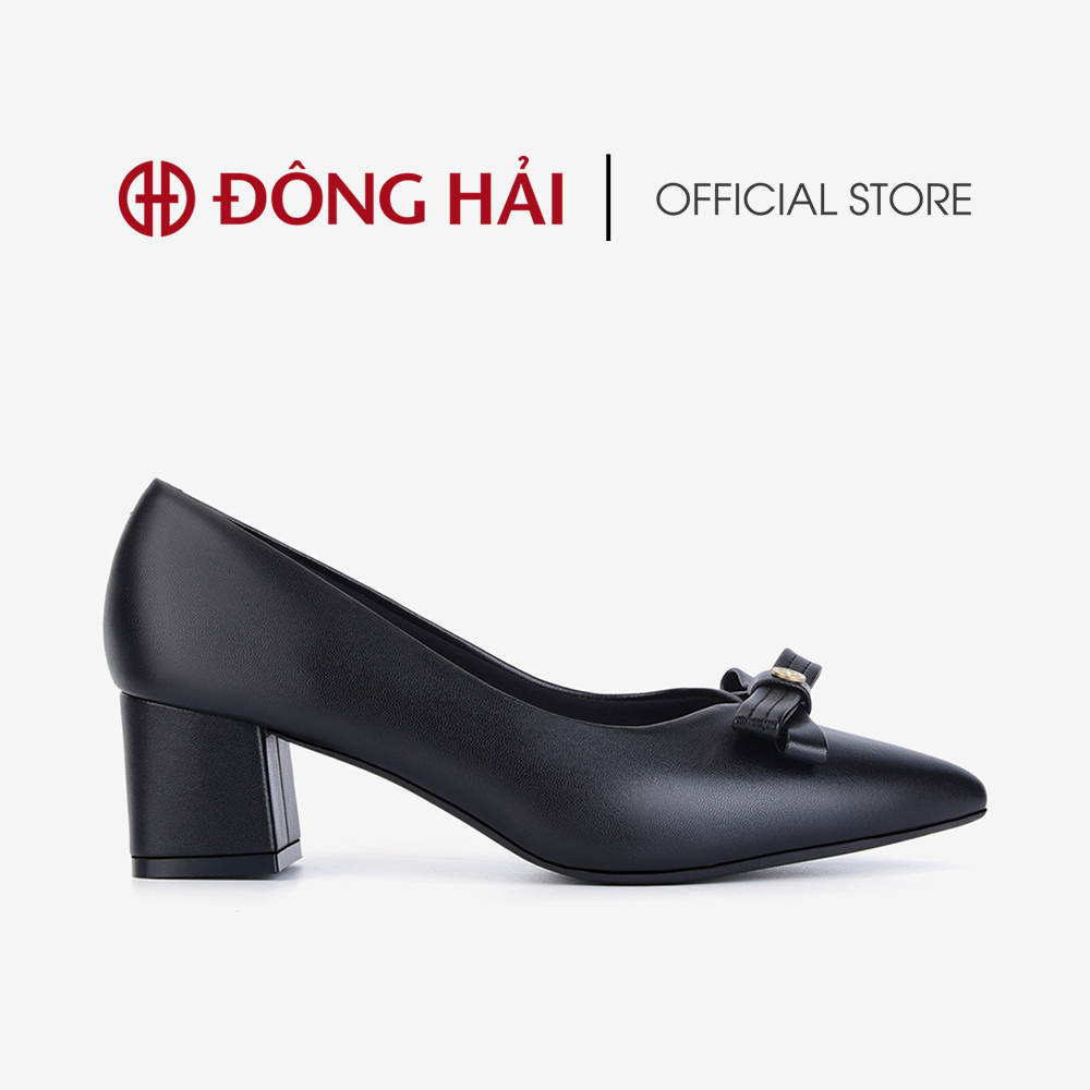 Giày cao gót đông hải mũi nhọn đính nơ gót vuông 5cm hiện đại cao cấp 5cm - g81o4