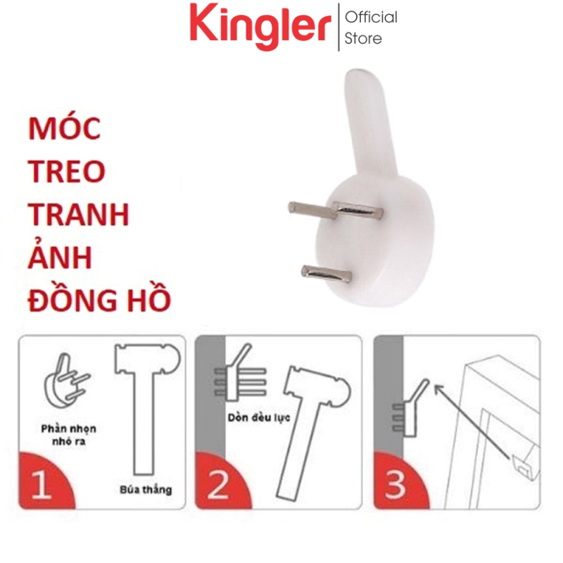 10 Móc Đinh 3 Chân Đóng Tường Chắc Chắn Treo Tranh, Ảnh, Đồng Hồ, Vật Dụng Nhỏ Trên Tường Không Khoan Đục, Thẩm Mỹ, Dễ dàng Sử Dụng Cho Gia Đình. Kingler 2220Set10