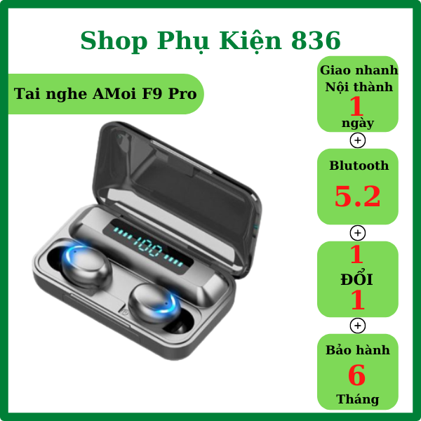 [HN]Tai nghe cảm ứng TWS F9 PRO bluetooth 5.2 phiên bản mới cao cấp pro - Hàng nhập khẩu