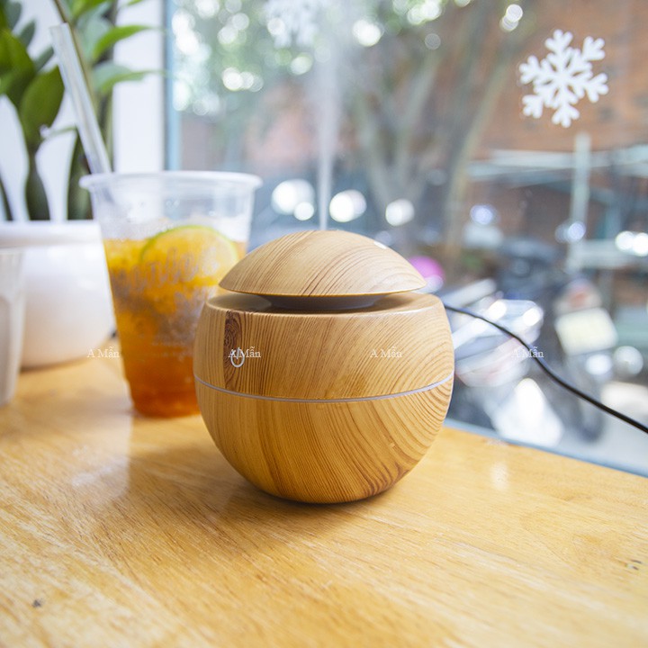 Máy Xông Tinh Dầu Phun Sương Vân Gỗ - Máy phun sương, khuyếch tán tinh dầu làm bằng gỗ, Mystore247 Bh 12Tháng