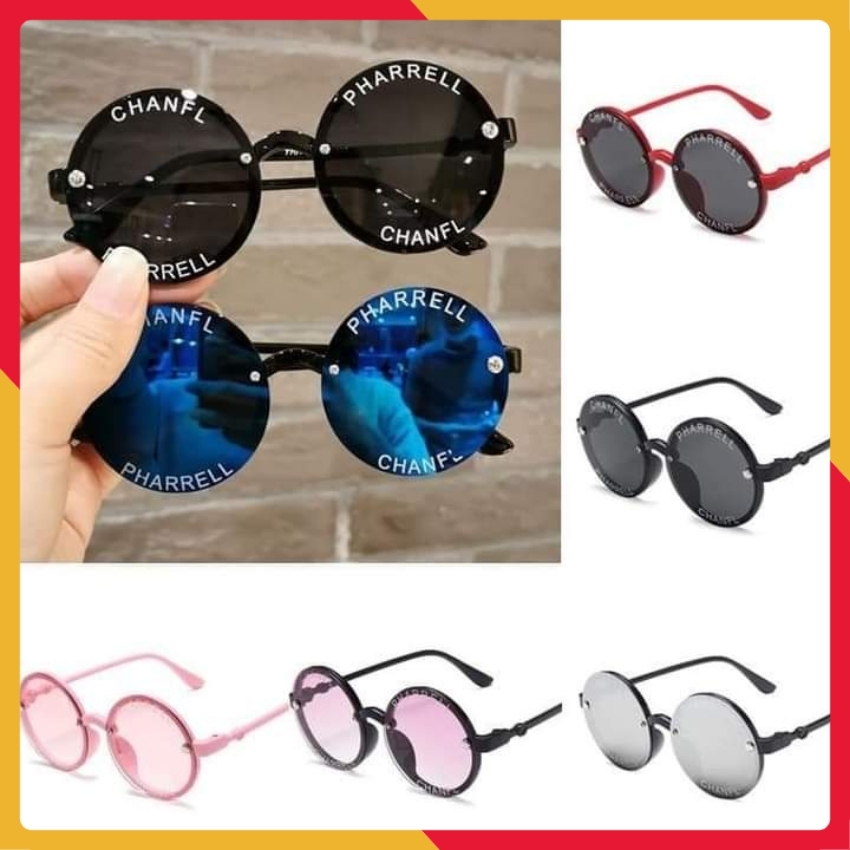 Kính Cho Bé, Kính Mát Gọng Tròn In Chữ Chống Nắng Tia UV Thời Trang Cho Bé  KM01