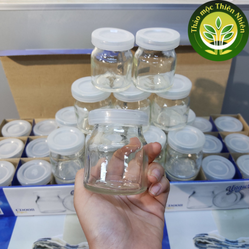 12 Hũ Thủy Tinh làm sữa chua (YAOURT) dung tích 100ml cao cấp có nắp đậy, sử dụng nhiều lần, an toàn khi sử dụng trong lò vi sóng và máy rửa chén bát | Kho thảo mộc thiên nhiên
