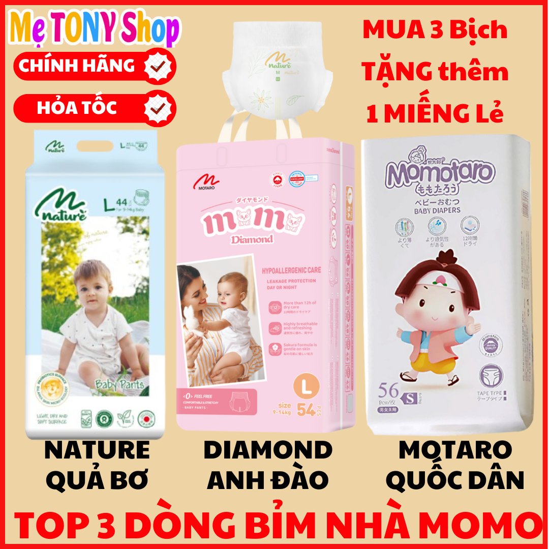 [Mua 3Bịch-Tặng 1 Miếng]BỈM TÃ DÁN/QUẦN Momotaro/Momo Diamond/Momo Nature ĐỦ SIZE (Giá 1 Bịch)