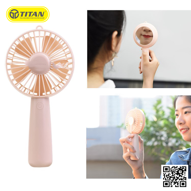 Quạt mini kèm gương cầm tay hoco - f8