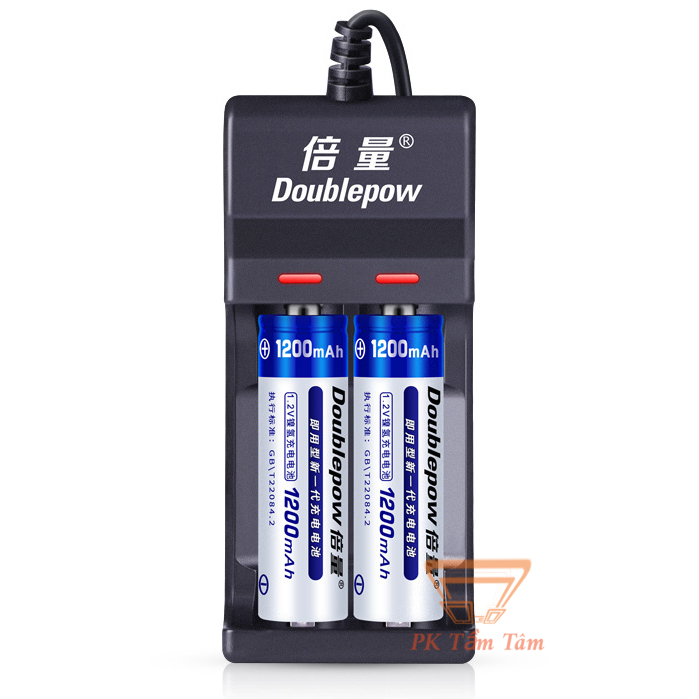 Bộ sạc pin aa, aaa dp-uk22 kèm 2 pin aa 1200mah doublepow dung lượng thực