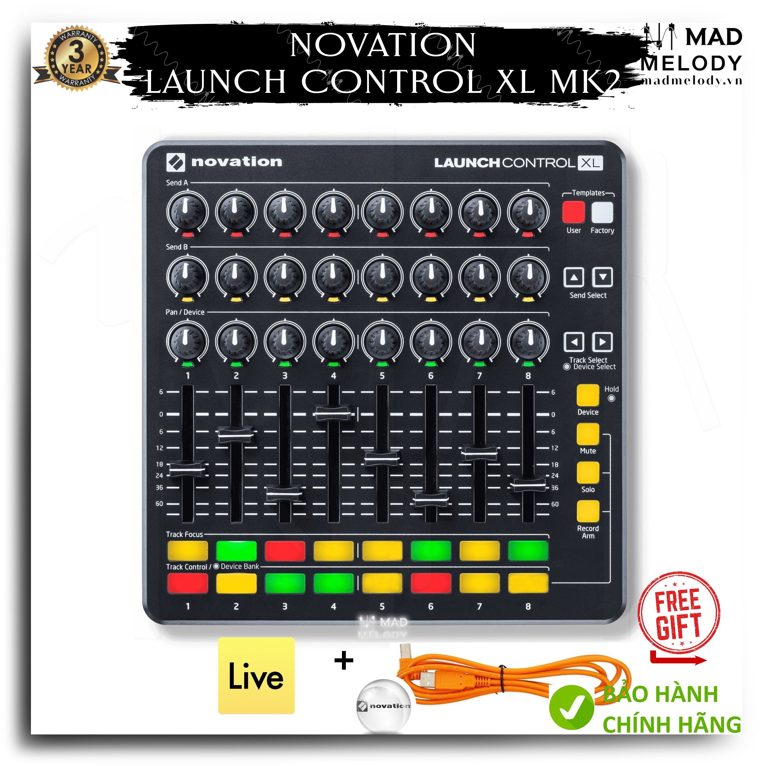 Bàn điều khiển DAW Novation Launch Control XL MK2 Controller cho Ableton Live Chính Hãng Nguyên Zin