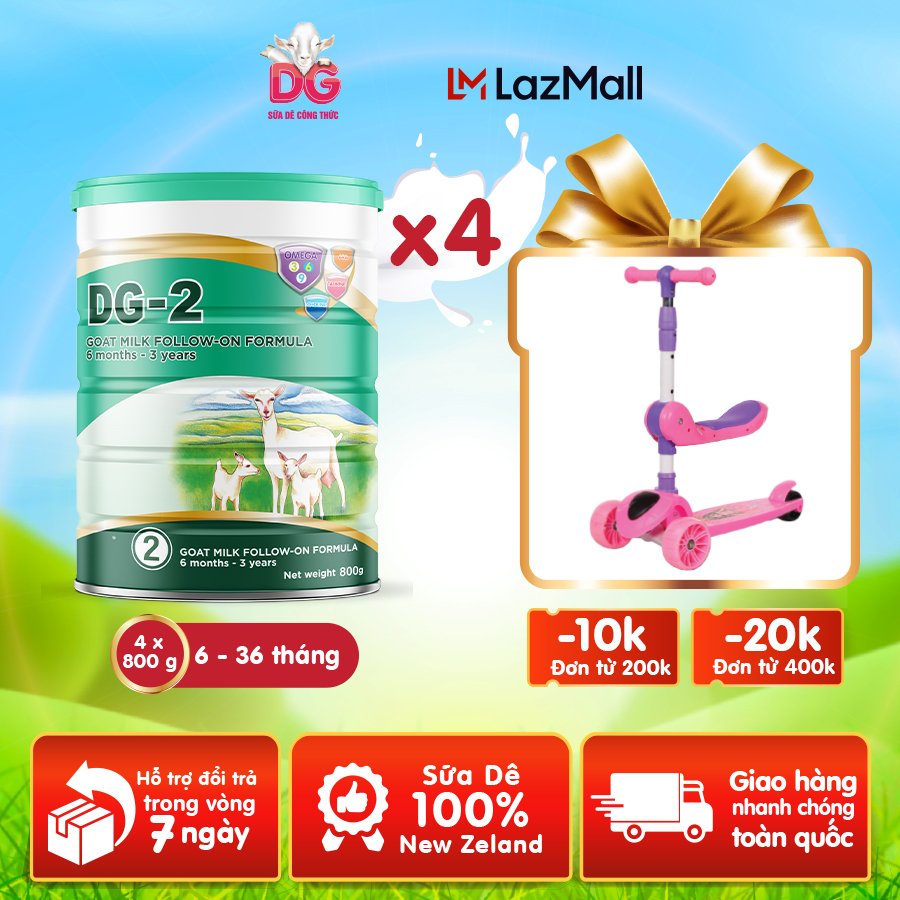 Cb 04 lon sữa dê dg-2 800gr tặng 1 xe trượt scooter