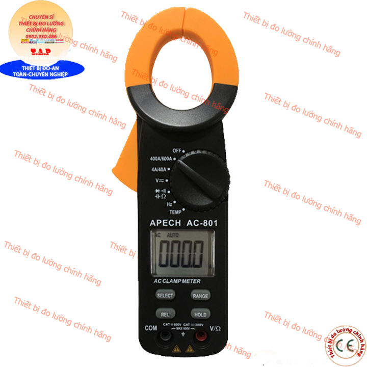 [HCM]APECH AC-801 ampe kìm đo dòng điện 600A APECH AC801 [đo điện áp ac/dc dòng điện omh tụ điện tần số nhiệt độ]