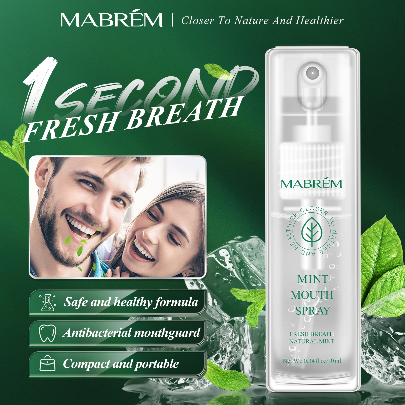 MABREM Chai xịt thơm miệng tinh chất thảo dược cỡ nhỏ tiện dụng - INTL