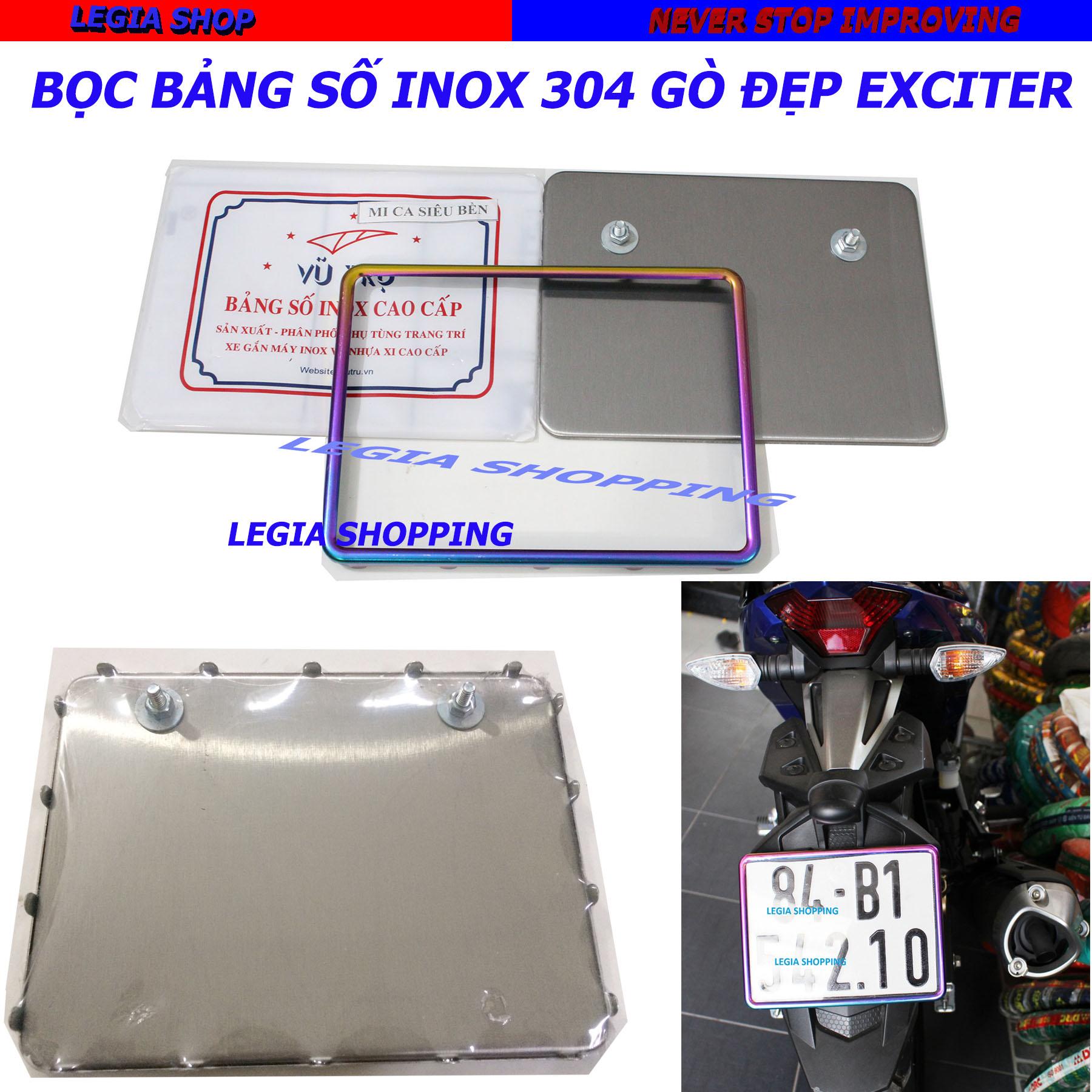 BỌC BẢNG SỐ - KẸP BIỂN SỐ INOX XI 7 MÀU GẮN XE YAMAHA EXCITER 150