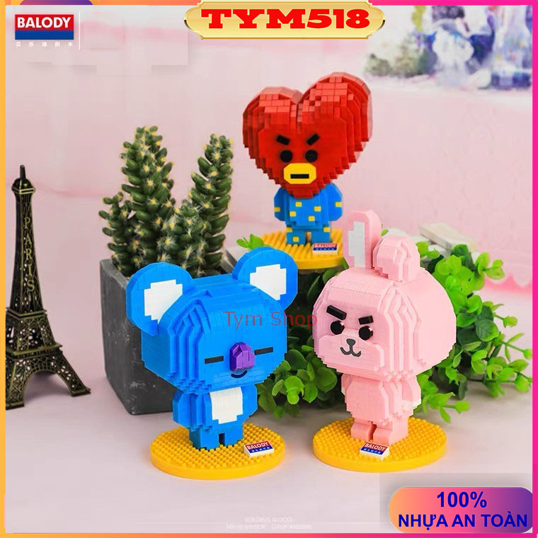 Xếp hình Le go 3d BTS BT21 nhân vật hoạt hình chibi cooky tata koya đồ chơi xếp hình động vật dễ thương cho bé BALODY