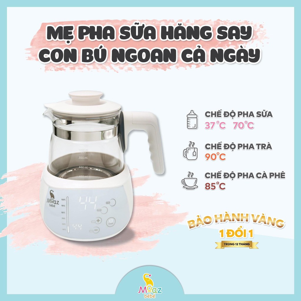 MB002 - Máy đun, hâm nước pha sữa chính hãng Moazbebe - bảo hành 1 năm lỗi đổi mới