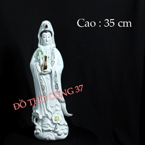 Tượng quan âm đứng , sứ trắng