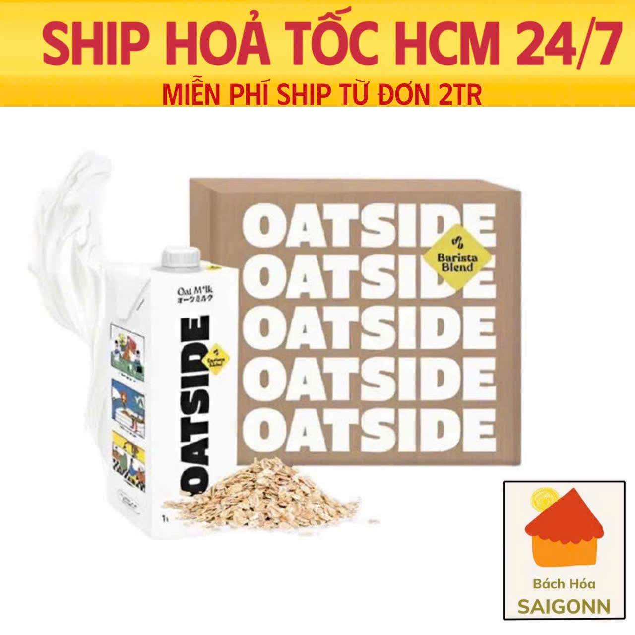 Thùng 6 Hộp Sữa Yến Mạch Vị Nguyên Bản Oatside Hộp 1 Lít