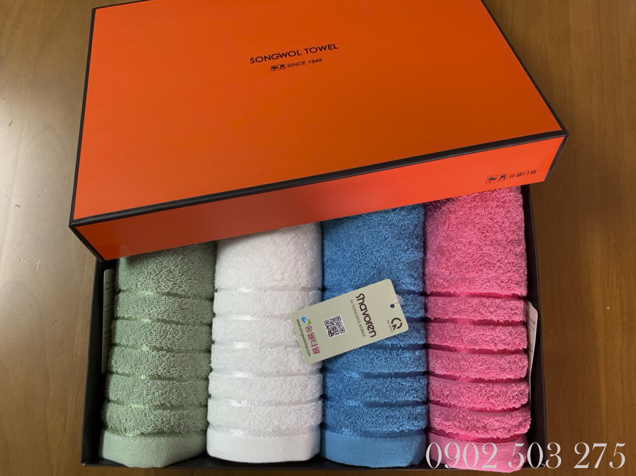 Hộp Quà Tặng – 04 Khăn Cotton Cao Cấp SONGWOL