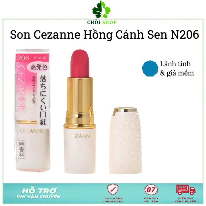 Son lì Cezanne Lasting Lip Color N206 Hồng cánh sen Nhật bản