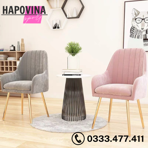 Ghế làm nail kiểu dáng Châu Âu nhiều màu, ghế ngồi trang điểm makeup 4 chân mạ vàng, ghế decor phòng phong cách hiện đại