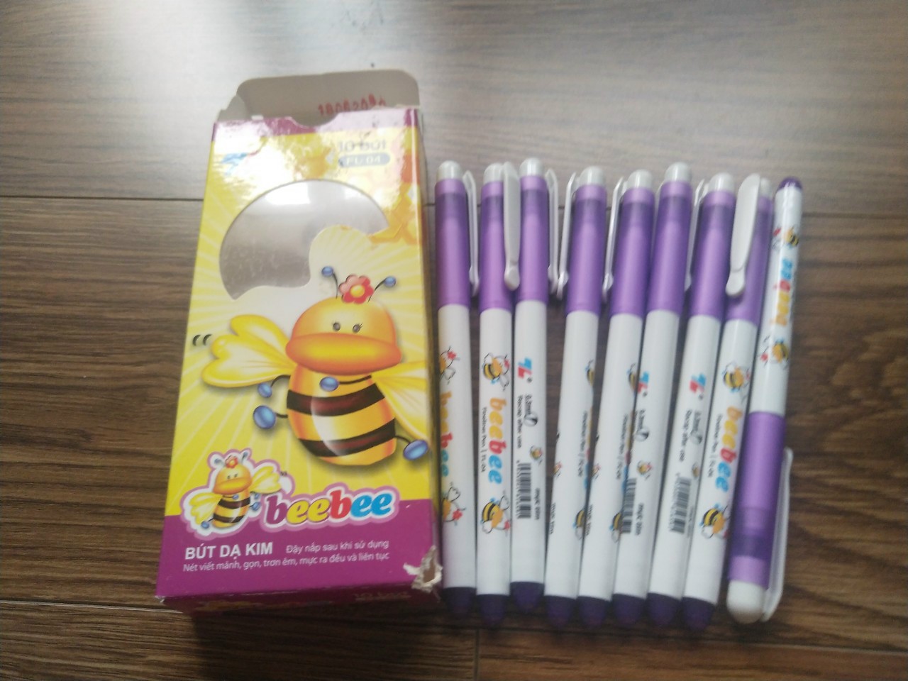 Bút lông kim thiên long FL04 mực tím- combo 1  hộp 10 cây viết lâu dài cho học sinh lớp 1,2,3