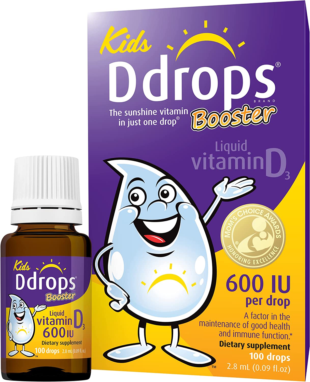 Vitamin Ddrops D3 600iu Booster _100 giọt (Vitamin d cho trẻ trên 1 tuổi)  mẫu mới organic Date 09.2026
