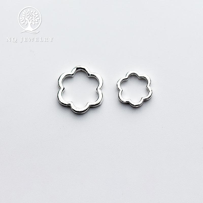 Charm bạc hình hoa 6 cánh lồng hạt xỏ ngang 12mm - NQ Jewelry