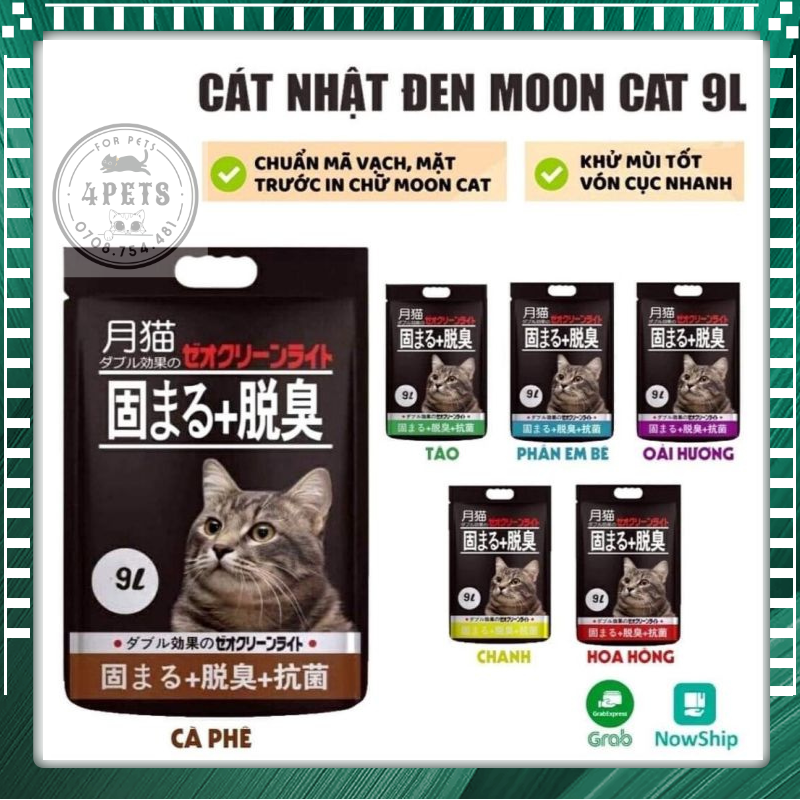 8L 4kg Cát Nhật đen Moon Cat chính hãng 8L cát vệ sinh cho mèo