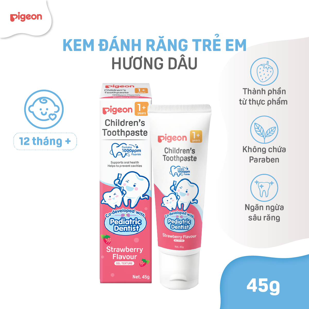 Kem Đánh Răng Trẻ Em Pigeon 45g - Hương Dâu