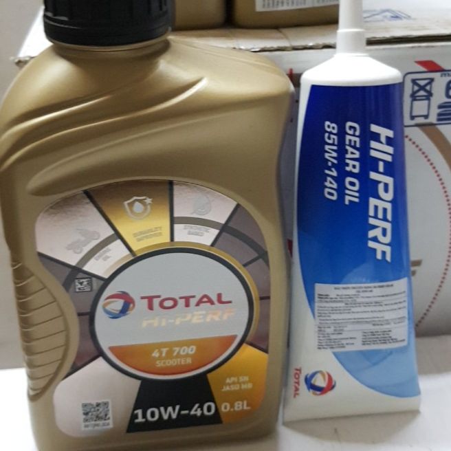 Nhớt xe tay ga Total Hi-Perf 4T Scooter 10W40 800ml kết hợp nhớt lap total 85W140 chống hú cho hộp số xe tay ga, dầu nhớt xe ga total 10W40 công thức mới sức mạnh vượt trội