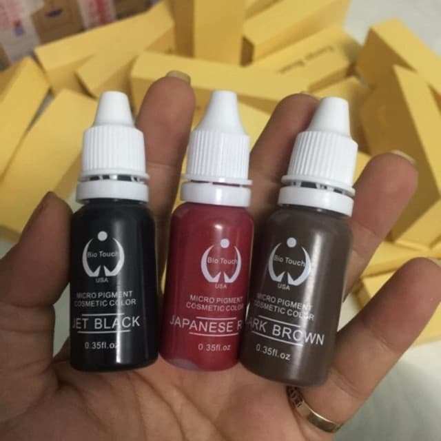 Combo 3 lọ mực tập Biotouch 15ml màu đỏ, đen, nâu đậm