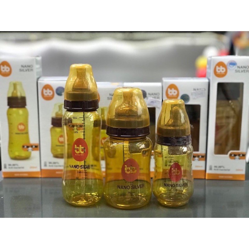 Bình sữa cổ nhỏ- cổ rộng Nano Sliver 150ml-250ml-260ml kèm núm ti