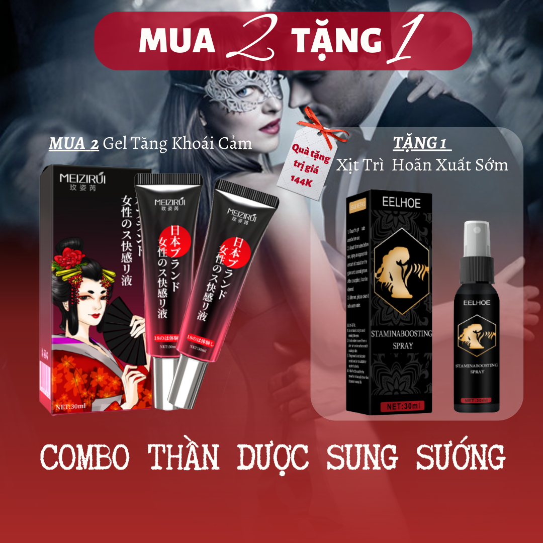 COMBO X3 (Mua 2 tặng 1) Gel Bôi Trơn Tăng Ham Muốn, Khoái Cảm Dành Cho Nữ Tặng Xịt Kéo Dài Thời Gian Quan Hệ Cho Phái Nam Giúp Cuộc Yêu Mỹ Mãn