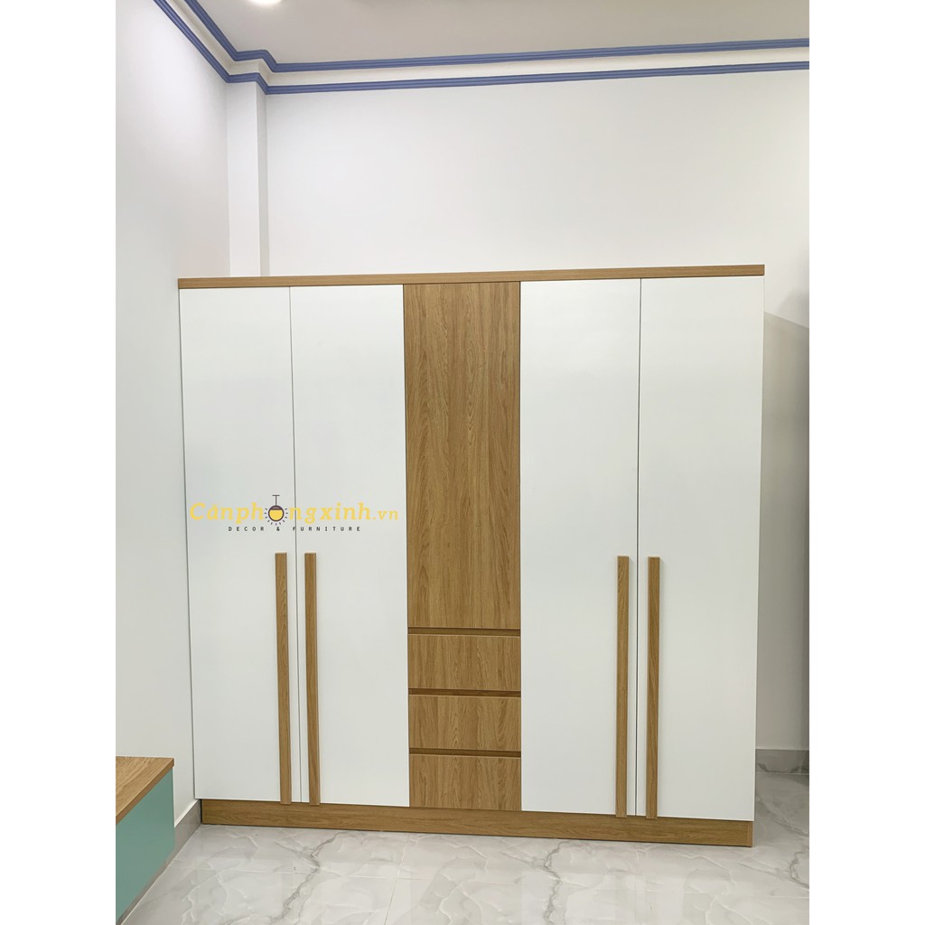 Tủ áo 5 cánh, Tủ đựng quần áo chất liệu gỗ MDF cao cấp chống ẩm mốc cực tốt CPX-T18