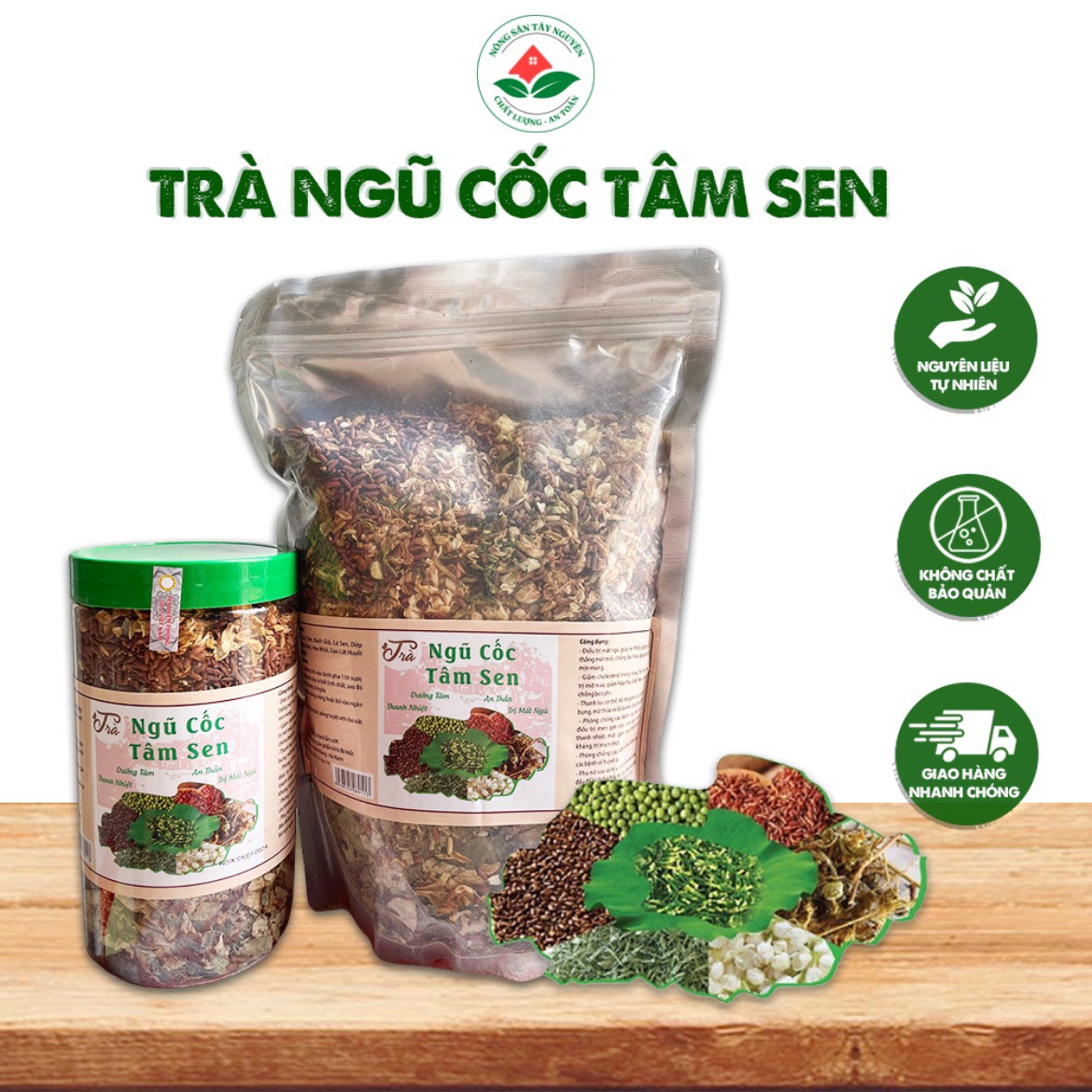 1kg trà ngũ cốc tâm sen mát gan giải nhiệt