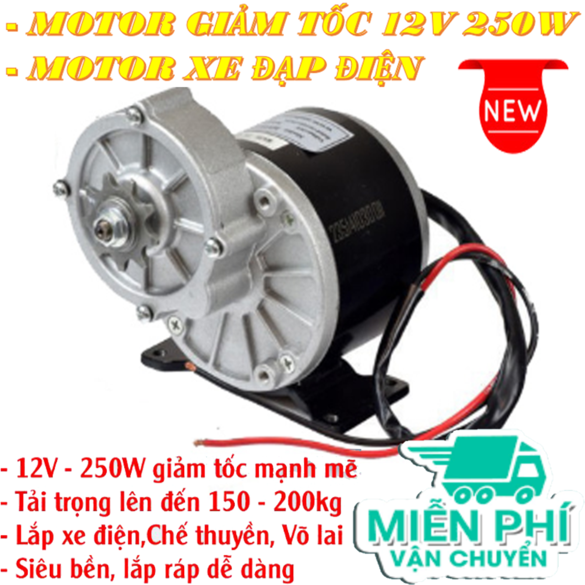 Bộ Làm Xe Đạp Điện , Chế Xe Điện Motor Giảm Tốc 12V 250W -  Chế Xe Điện, Máy Quay Vịt, Chế Thuyền Võ Lai .Bảo Hành Lỗi 1 Đổi 1.