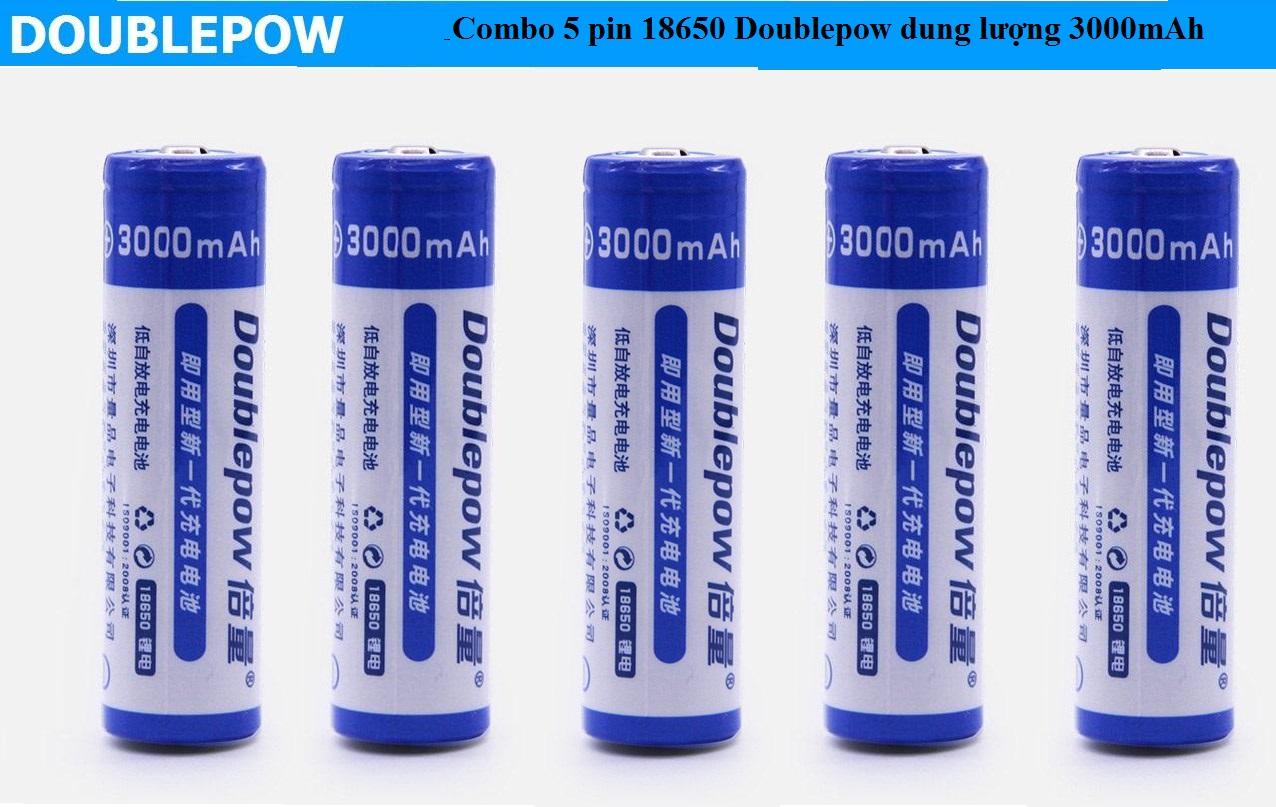 Combo 5 Pin sạc Doublepow 18650 3.7V dung lượng cao 3000mAh