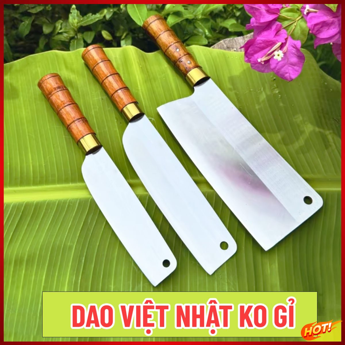 Bộ 3 dao chặt thái nhà bếp cao cấp rèn thủ công không rỉ