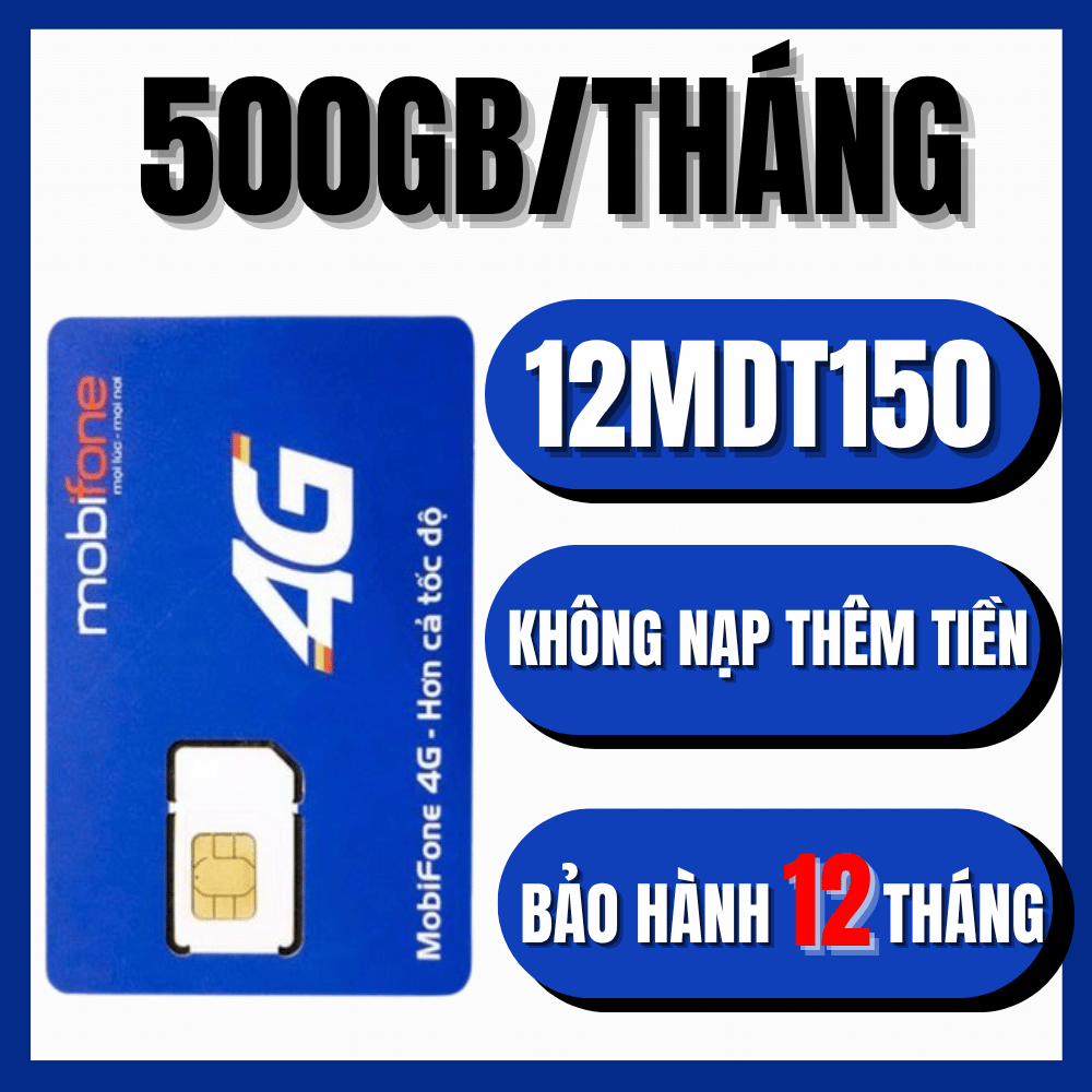 ( CHUYÊN PHÁT WIFI ) Sim Mobifone data trọn gói 12MDT150 , Sim vào mạng miễn phí chu kỳ 12 tháng , T