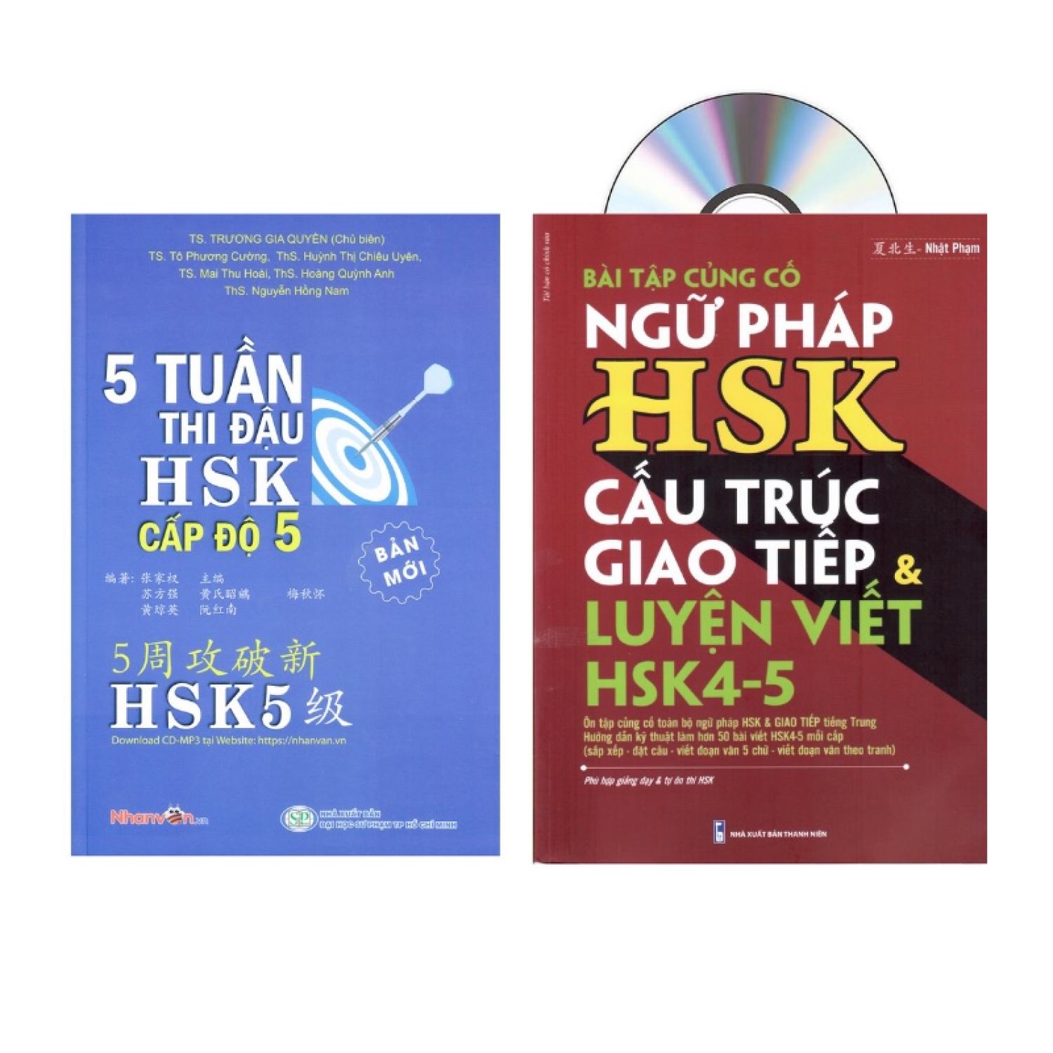 Sách - Combo: 5 Tuần Thi Đậu HSK5 + Bài tập củng cố ngữ pháp HSK cấu trúc giao tiếp & luyện thi HSK4-5 + DVD