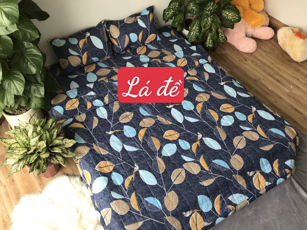 Chăn hè thu trần bông 3 lớp 1m8x2m,mẫu lá đề