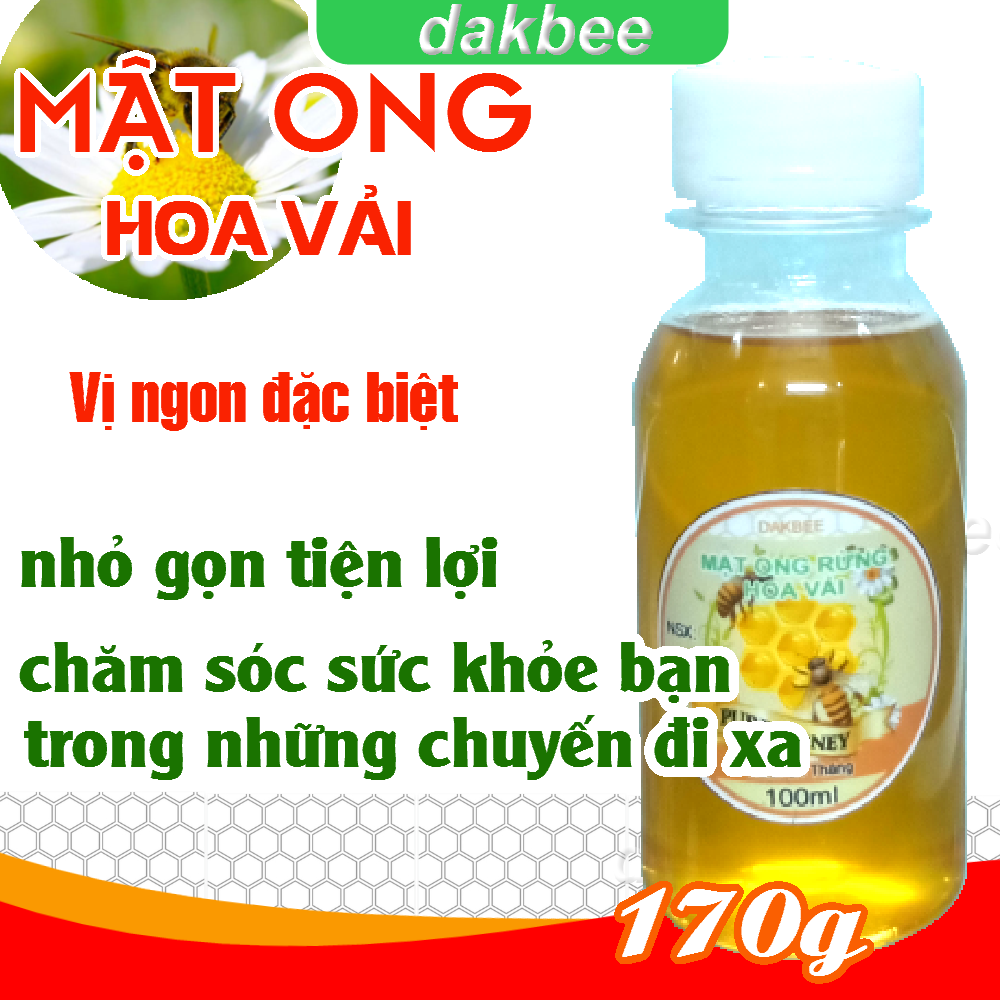 100ml Mật ong rừng hoa vải - hỗ trợ giảm dạ dày, giảm ho, khàn tiếng, tăng cường sức khỏe [dakbee] [QUÀ TẶNG KHÔNG BÁN]