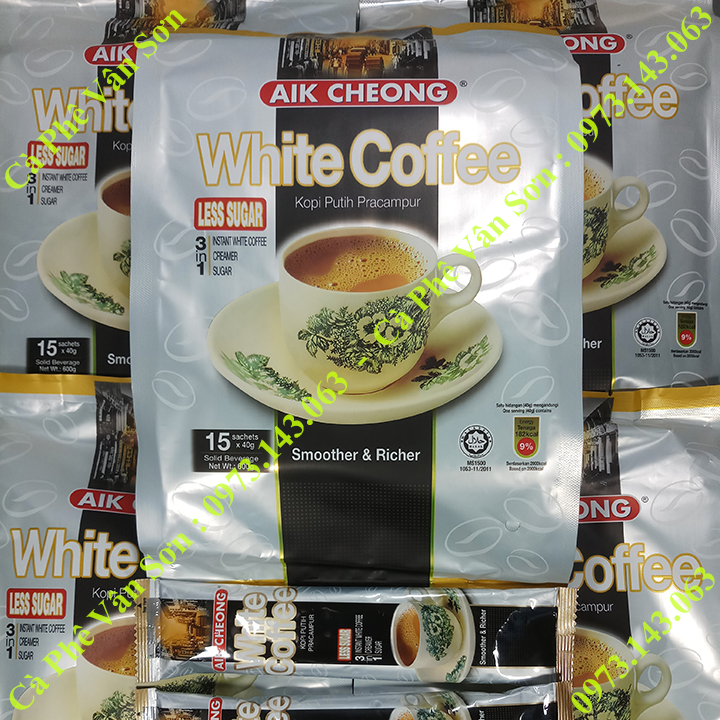 05 bịch Cà phê ít đường Aik Cheong White Coffee 600g