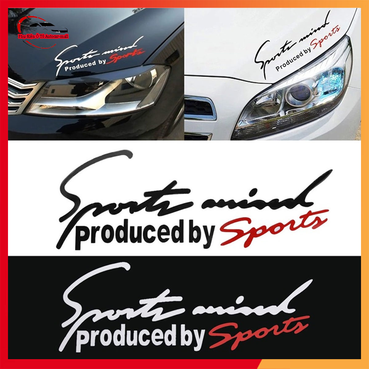 Tem dán xe, decal dán xe - tem sport mind dán xe ô tô - full màu lựa chọn, kiểu dáng thể thao