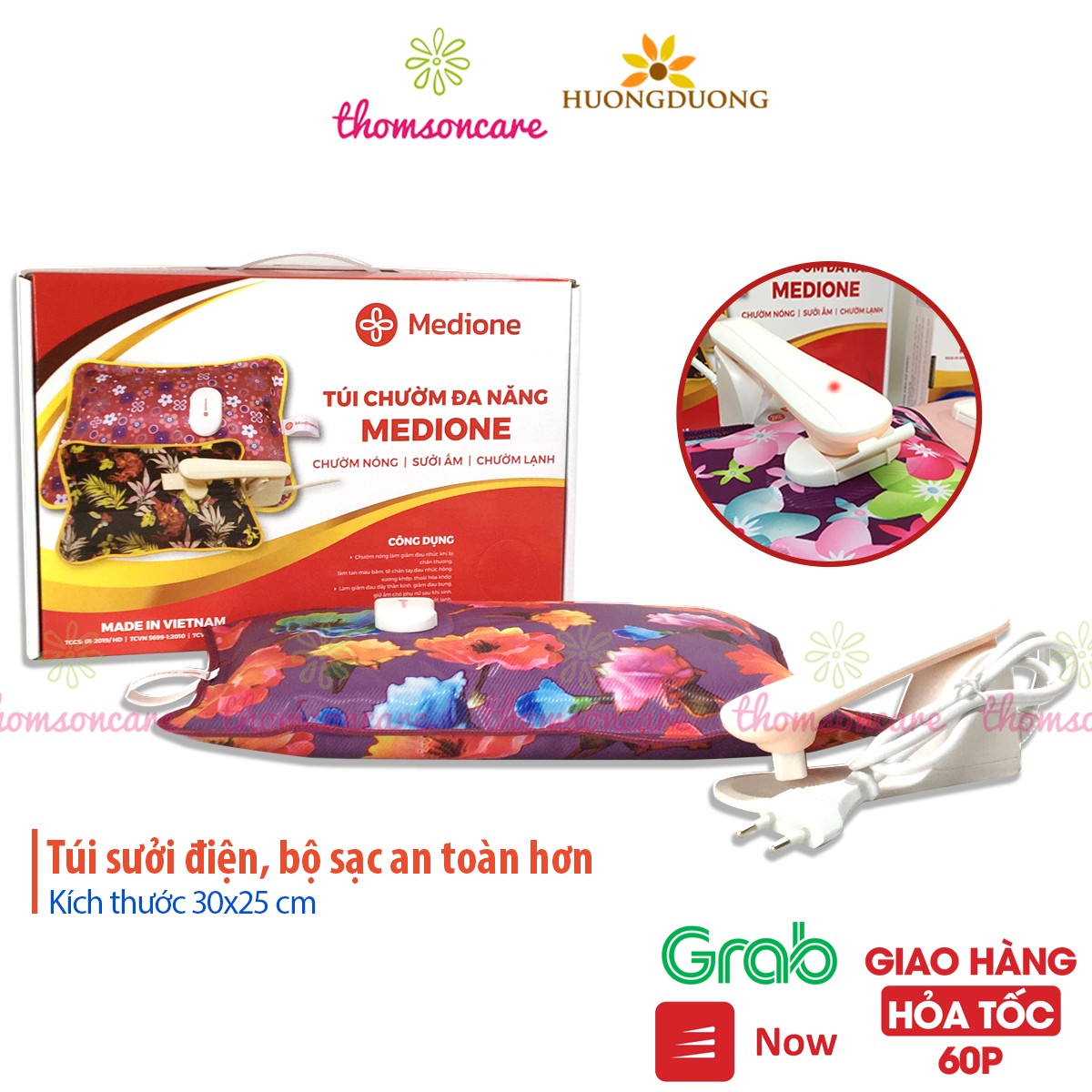 Túi sưởi ấm sạc điện MEDIONE kích thước loại to 30*25 cm giảm đau bụng kinh đau lưng cho phụ nữ sau sinh ấm tay ấm chân giữ nhiệt cho mùa đông giảm đau hiệu quả cho cả nam và nữ tiện lợi dễ mang đa năng bộ sạc an toàn